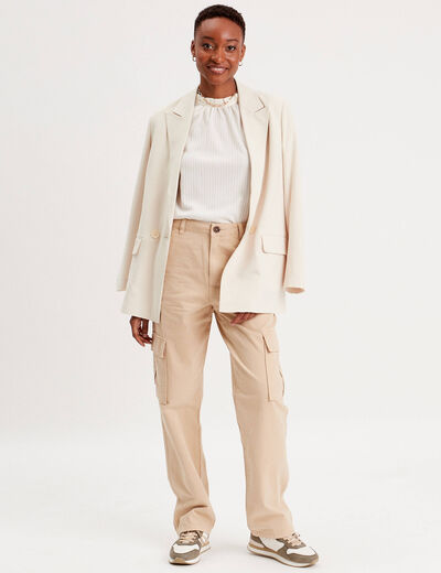 Veste blazer ajustée ecru femme