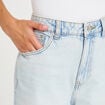 Jean wide leg taille haute Petite denim bleach femme