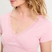 T -shirt manches courtes rose poudrée femme