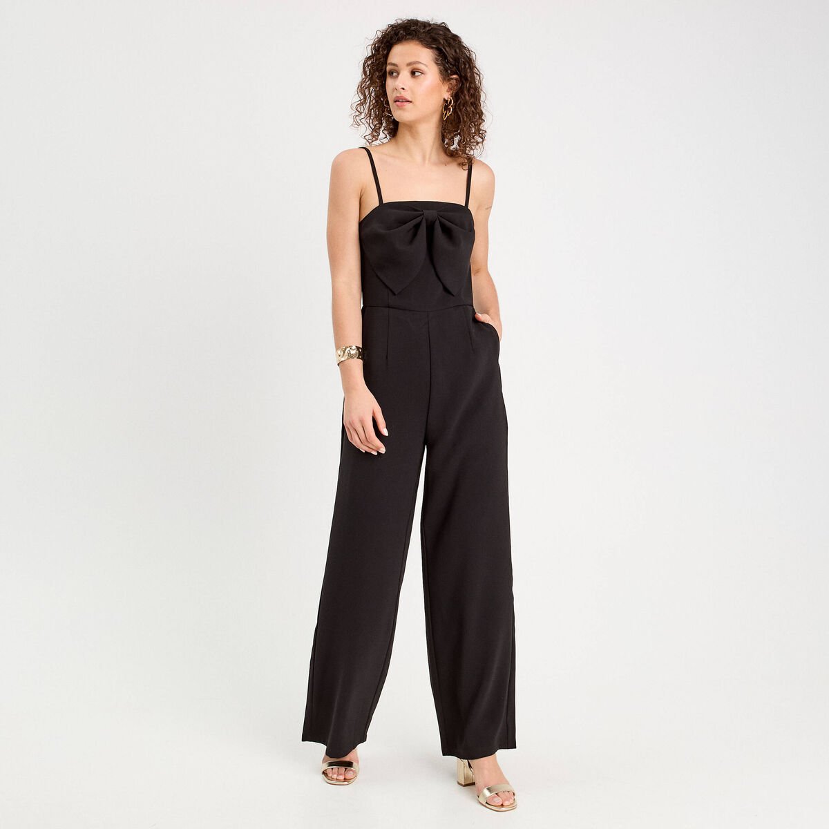Combinaison pantalon noeud noir femme