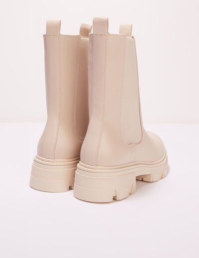 Bottines chelsea crantées ivoire femme