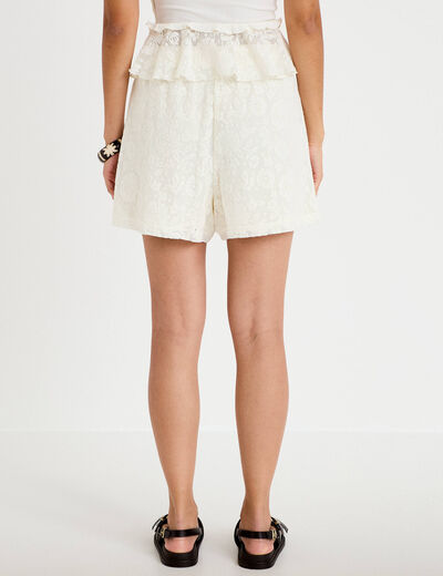 Short dentelle ecru femme