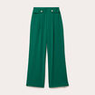 Pantalon large taille haute fluide vert femme