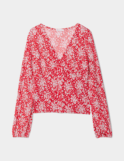 T-shirt manches longues rouge femme