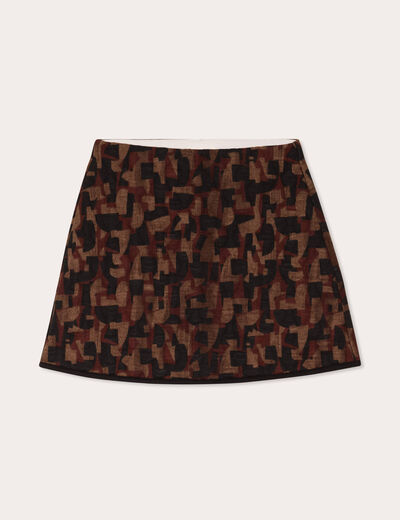 Jupe droite matelassée marron cognac femme
