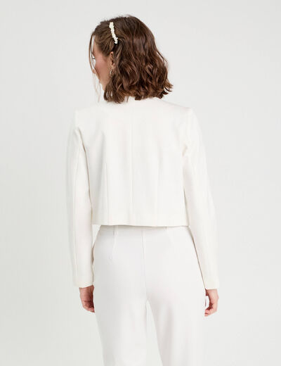 Veste courte cintrée ecru femme