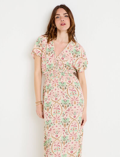 Robe longues manches courtes blanc femme