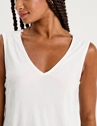 Blouse sans manches ecru femme