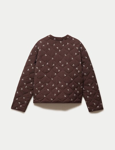 Veste droite manches longues marron fonc&eacute; femme