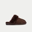 Chaussons fausse fourrure marron fonc&eacute; femme