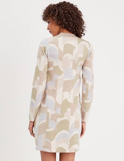Robe pull droite col montant beige femme