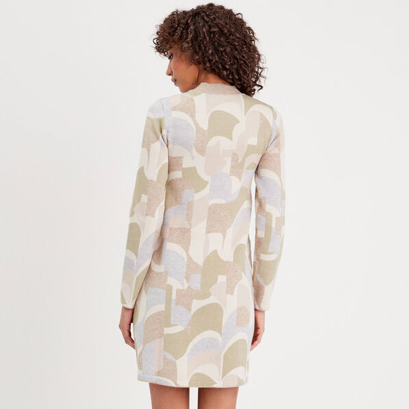Robe pull droite col montant beige femme