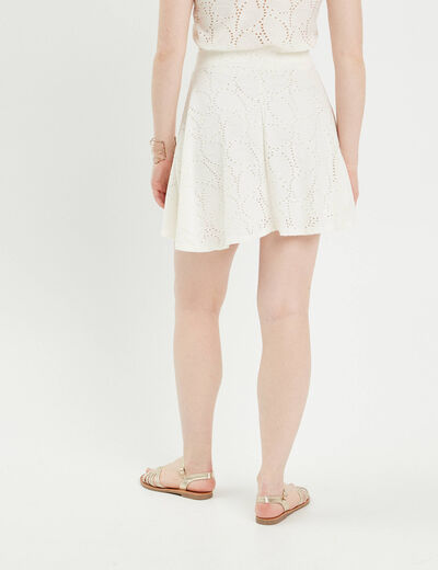 Jupe évasée broderie anglaise ecru femme