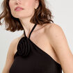 Caraco détail fleur noir femme