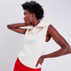 Pull debardeur avec col zippe ecru femme