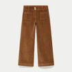 Pantalon bootcut taille haute velours marron femme