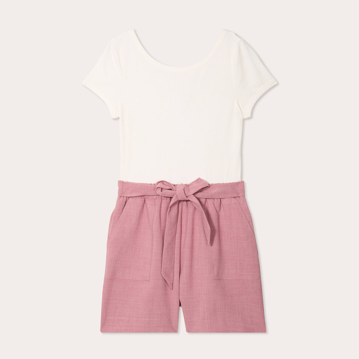 Combishort ceinturée vieux rose femme