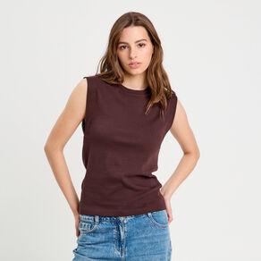debardeur sans manches marron fonce femme Débardeur sans manches marron foncé femme