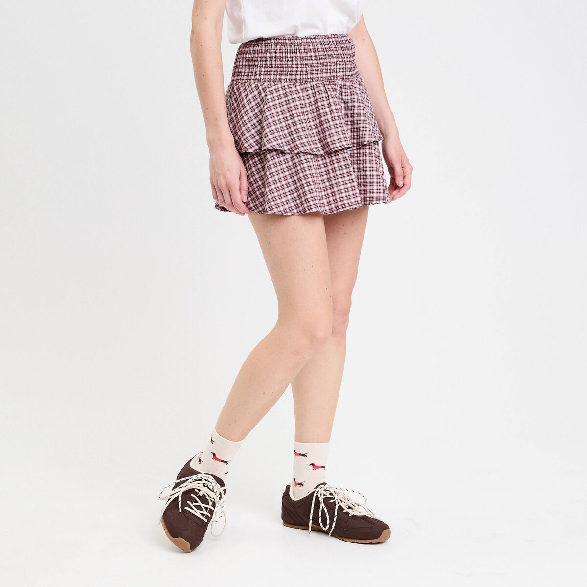 Jupe courte évasée taille standard blanc femme