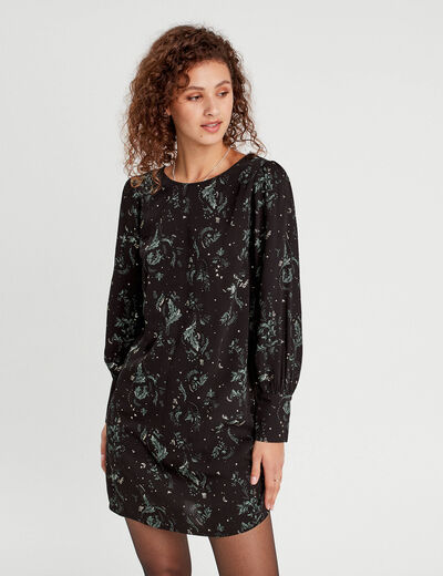 Robe droite détail noeud dos noir femme