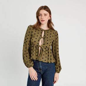 blouse avec noeuds beige femme Blouse avec noeuds beige femme