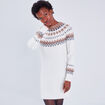 Robe pull droite ecru femme