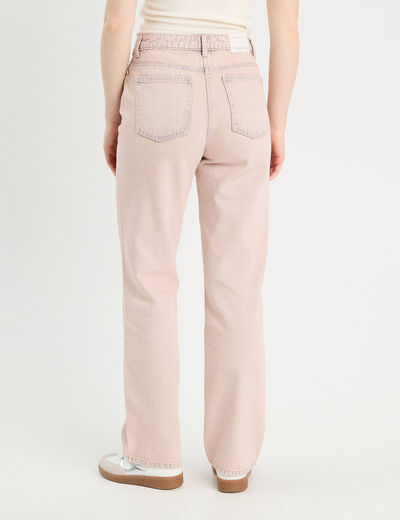 Jeans straight taille haute rose clair femme
