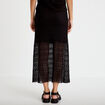 Jupe longue droite en dentelle noir femme