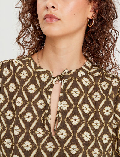 Blouse manches 3/4 vert femme