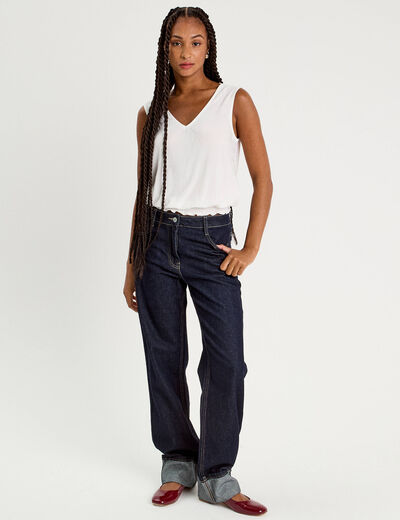 Blouse sans manches ecru femme