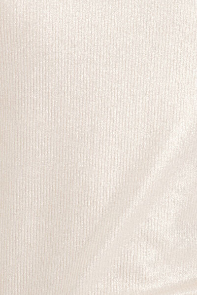 T-shirt métallisé col roulé ecru femme