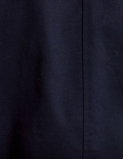 Trench droit court col tailleur bleu marine femme