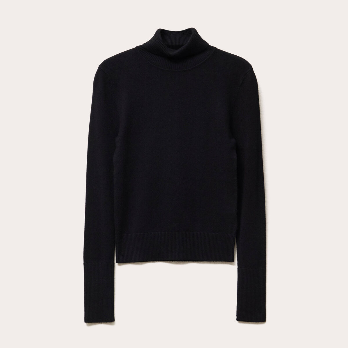 Pull manches longues col roulé noir femme