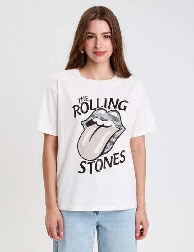 T-shirt en coton manches courtes ecru femme