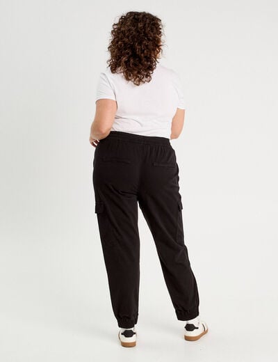 Pantalon cargo slim noir femme