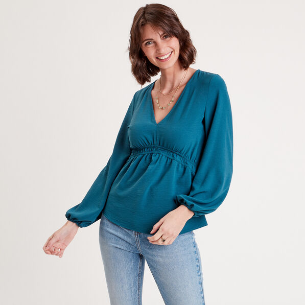 blouse manches longues bleu canard femme Blouse manches longues bleu canard femme