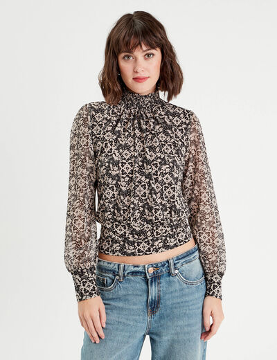 Blouse manches longues noir femme