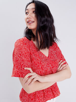 Blouse manches courtes rouge femme