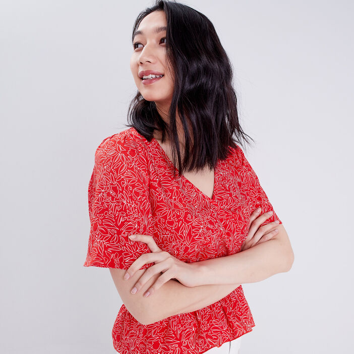 Blouse manches courtes rouge femme