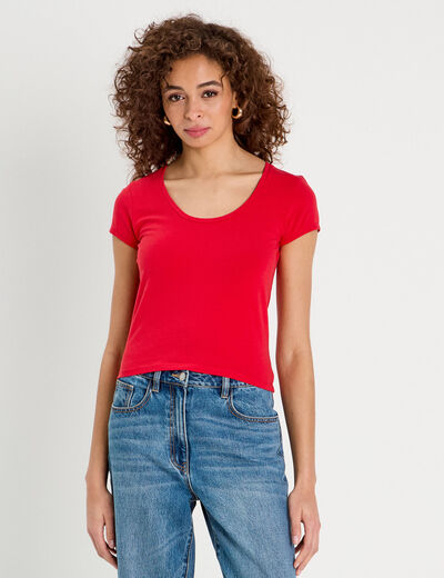 T-shirt manches courtes rouge femme