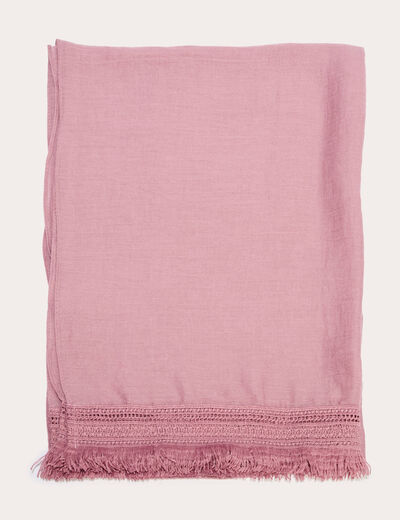 Foulard avec franges vieux rose femme