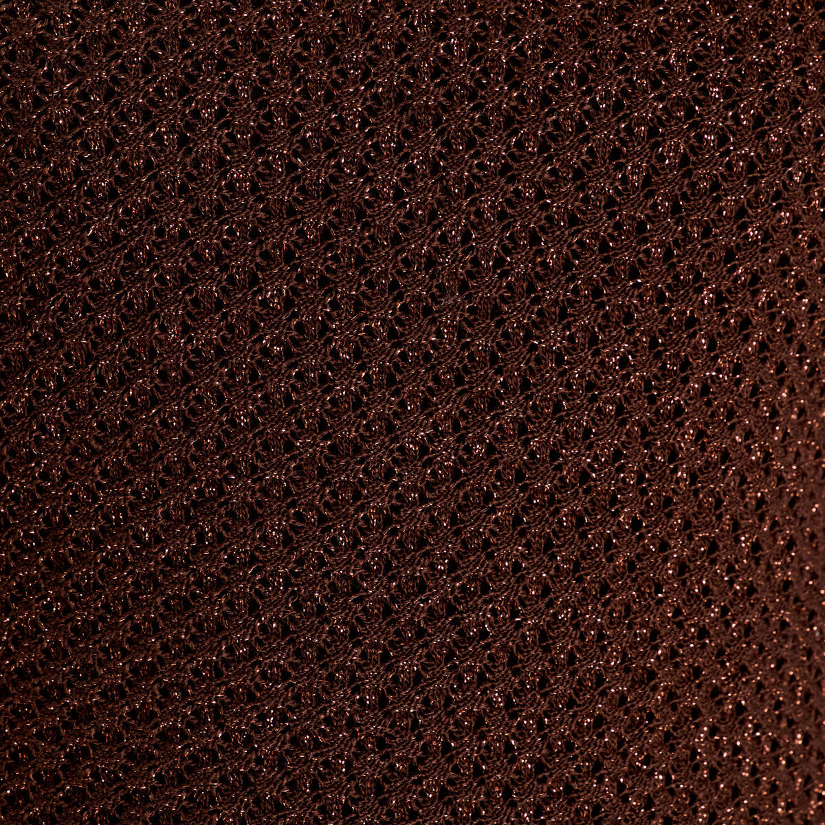 Pull ajouré manches longues marron foncé femme