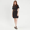 Robe trapèze ceinturée noir femme