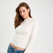 Pull col montant torsades ecru femme