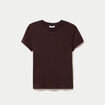 T-shirt c&ocirc;tel&eacute; ajust&eacute; manches courtes marron fonc&eacute; femme