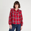 Blouse avec volants rouge femme