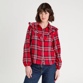 blouse avec volants rouge femme Blouse avec volants rouge femme