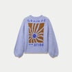 Pull ample col rond manches longues bleu ciel femme
