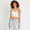 Crop top côtelé ecru femme