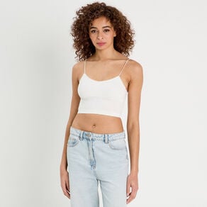 crop top cotele ecru femme Crop top côtelé ecru femme